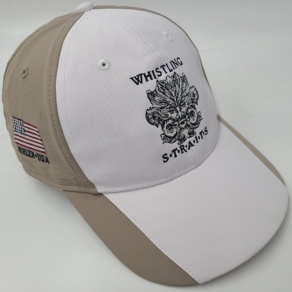 Whistling Straits Hat Adjustable Ahead White Beige Golf Course Kohler USA Men